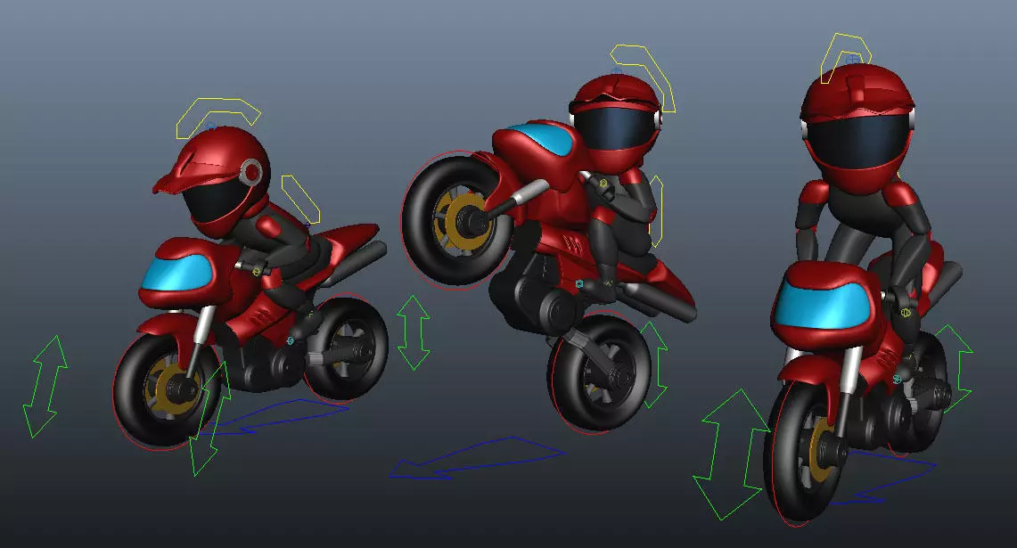 Rider with Motorbike Full Rigged Low-poly 3D model_0
