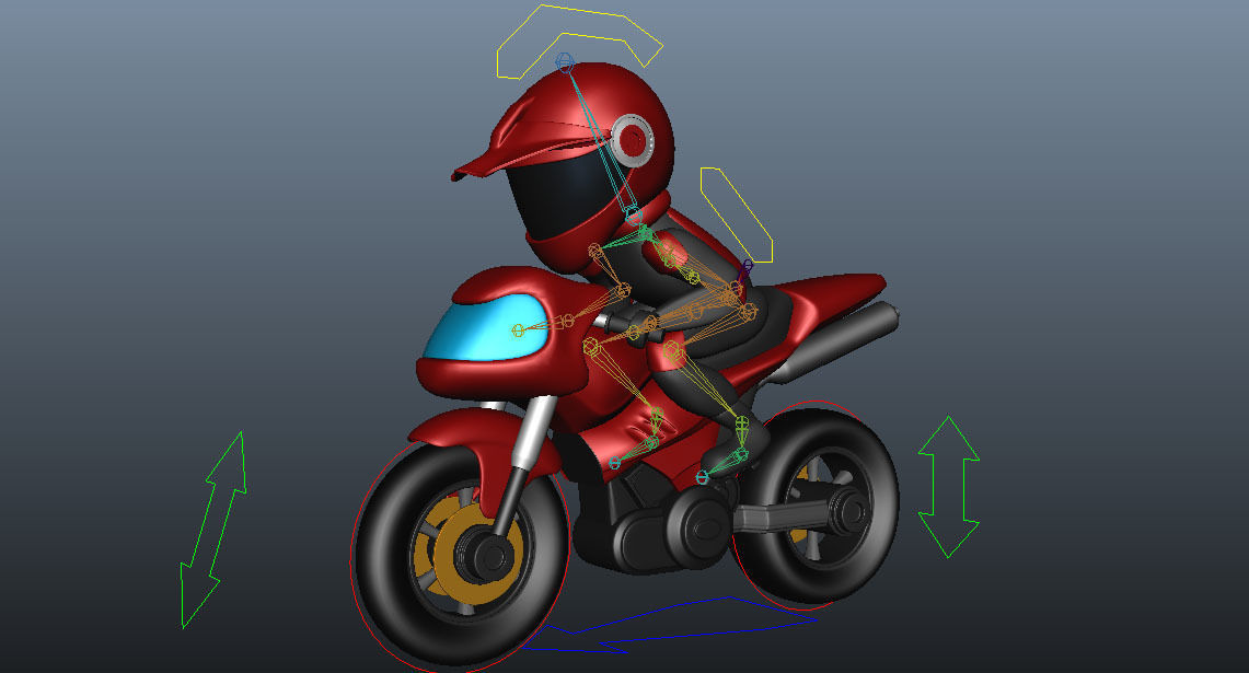 Rider with Motorbike Full Rigged Low-poly 3D model_3