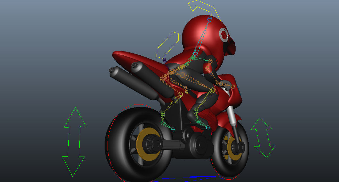 Rider with Motorbike Full Rigged Low-poly 3D model_4