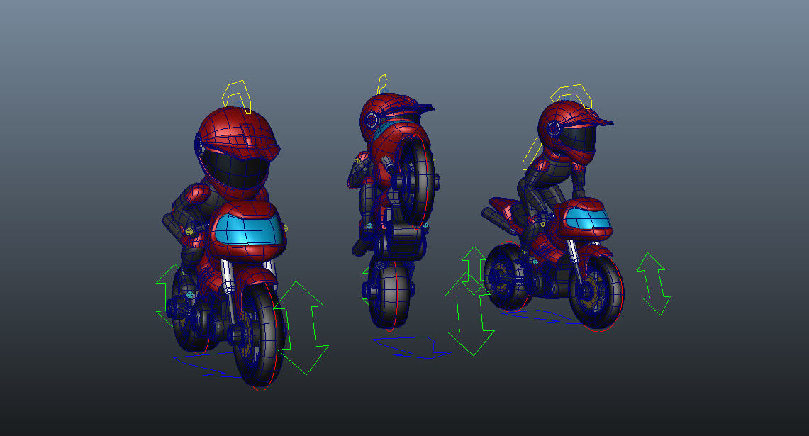 Rider with Motorbike Full Rigged Low-poly 3D model_2