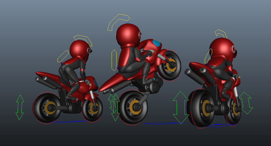 Rider with Motorbike Full Rigged Low-poly 3D model_1