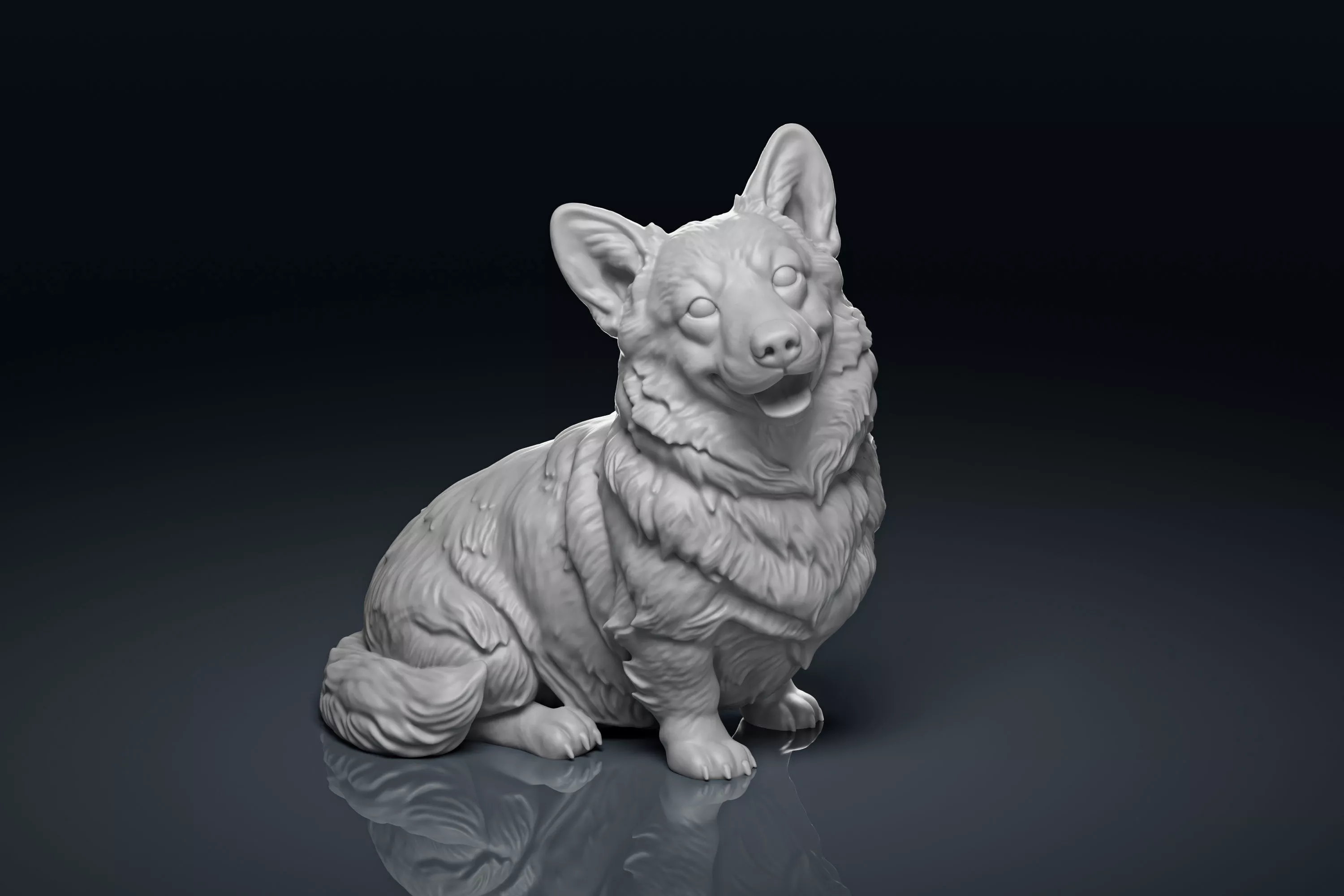 Detailed Happy Corgi Dog 3D Print Model 3D print model