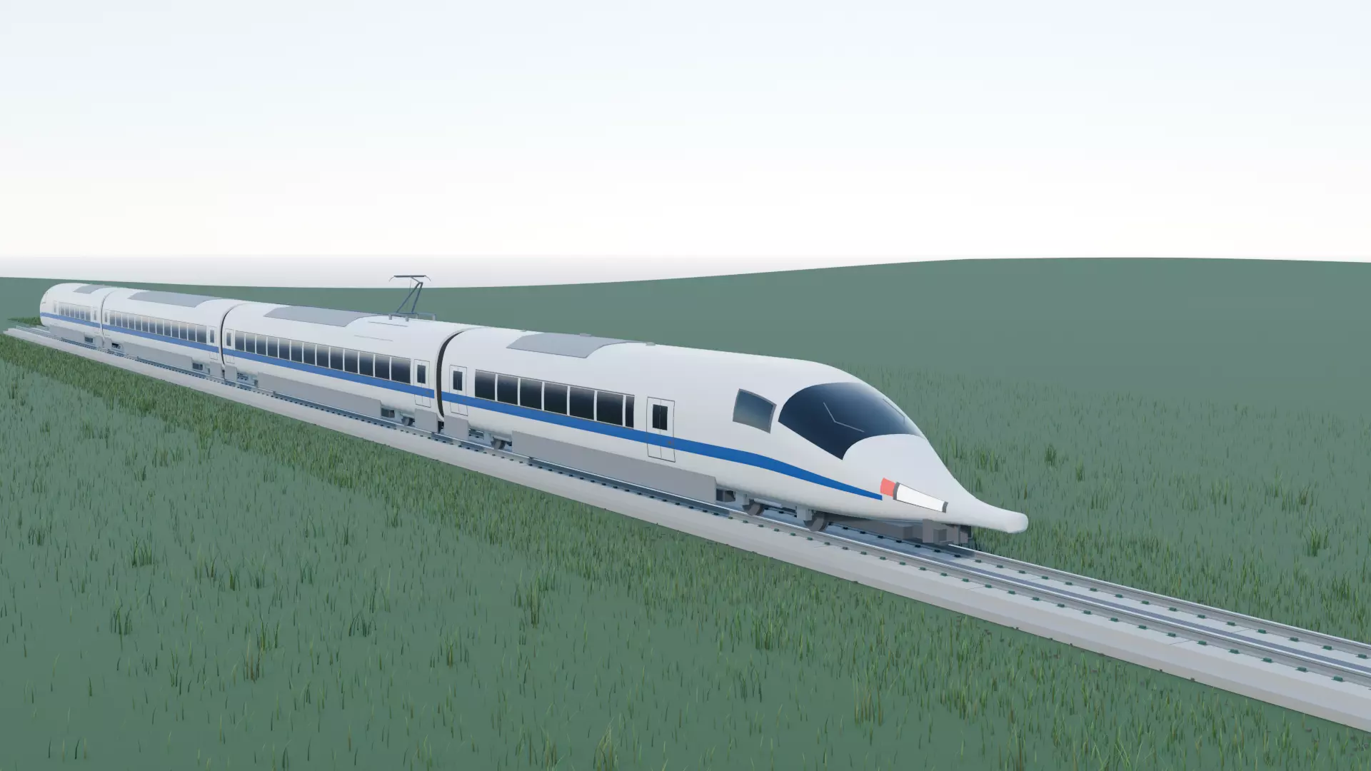 High-Speed Bullet Train Pack - EMU Power Cars Coaches Track Low-poly 3D model