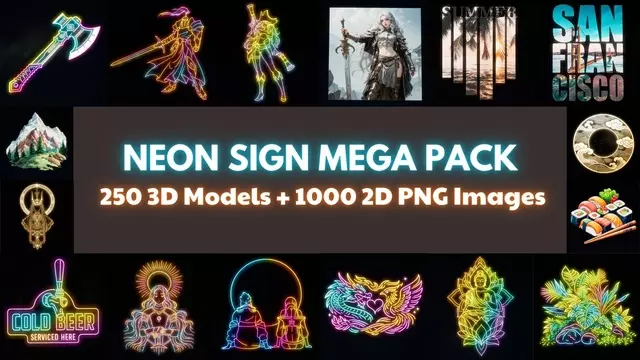 Neon Signs MEGA PACK - 1250 Assets - Unreal Engine 3D model