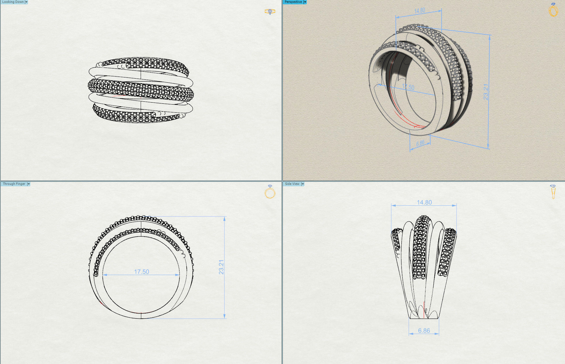 Ring interlaced stripes 3D print model_3