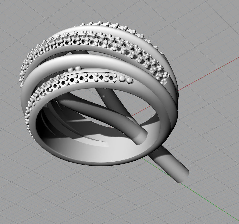 Ring interlaced stripes 3D print model_4