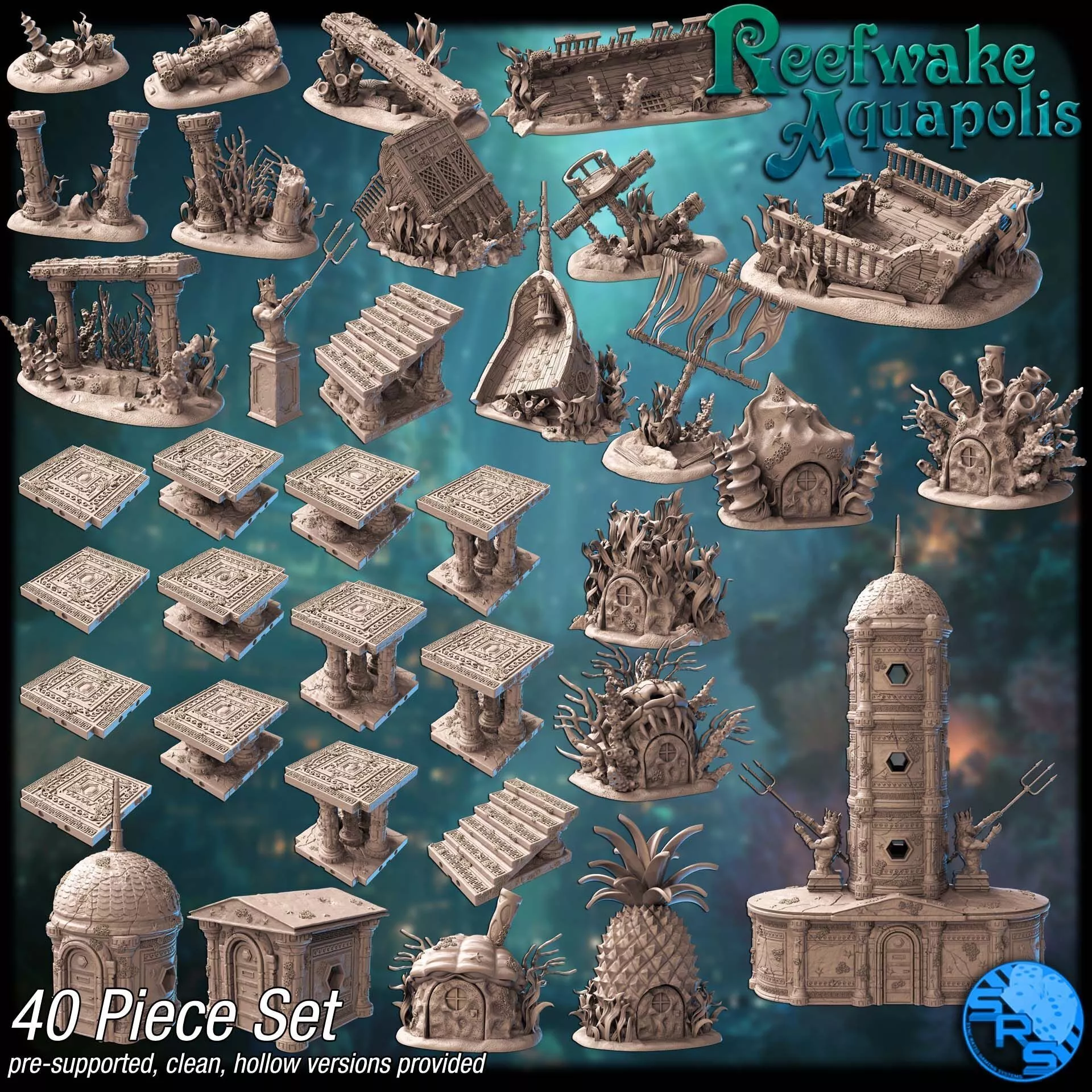 Sunken City Terrain Set 3D print model