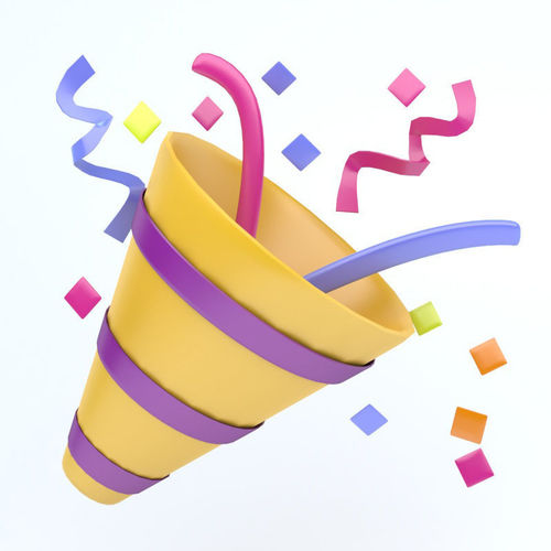 PARTY POPPER icon Low-poly 3D model