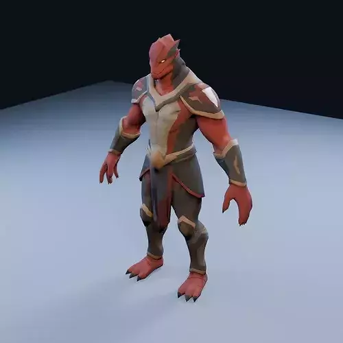 Humanoid Dragonkin Tyrant Low Poly PBR Game Asset
