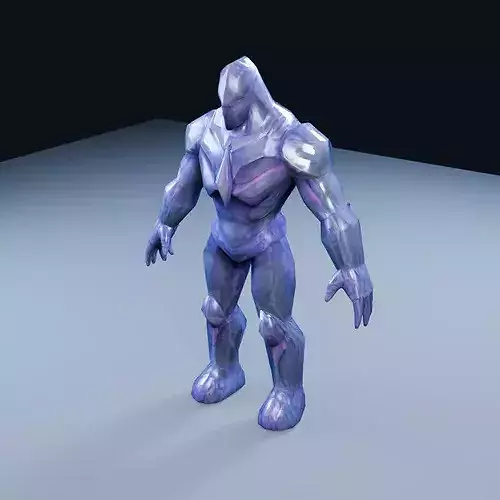 Crystal Golem Sovereign Low Poly PBR Game Asset