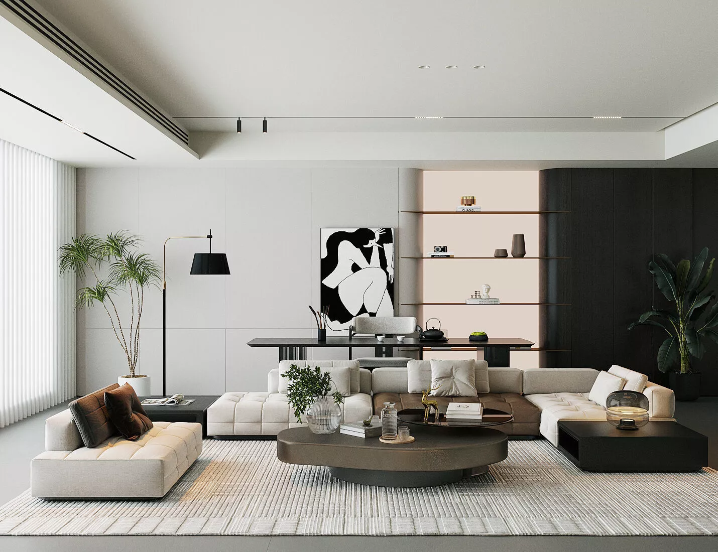 Italian style light luxury living room Modern Living Room 3D model