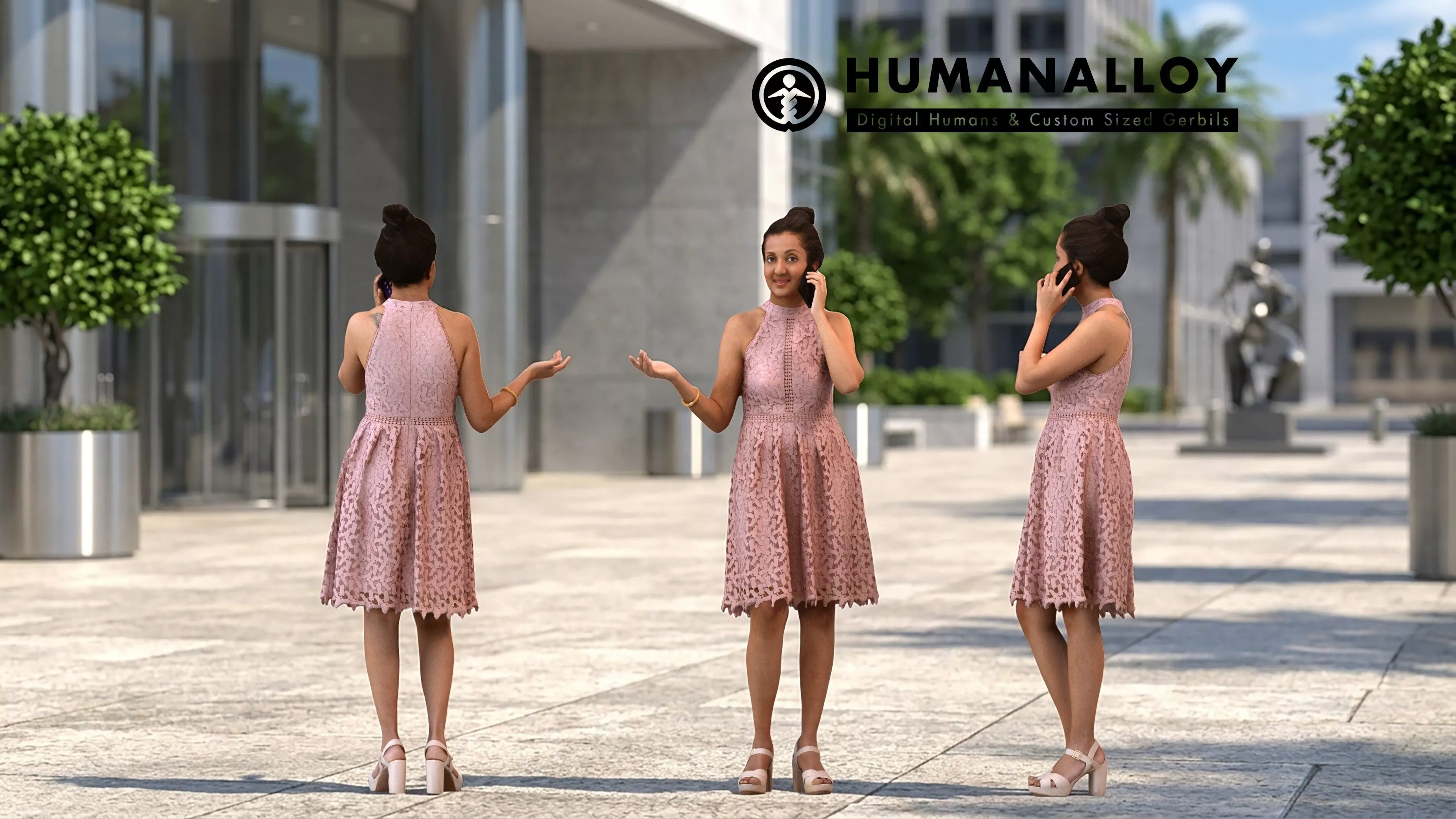 Adult Indian woman making phone call in professional summer 3D model