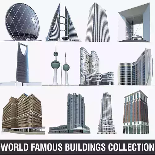 World Famous Buildings Collection - 12 Pack Low-poly 3D model