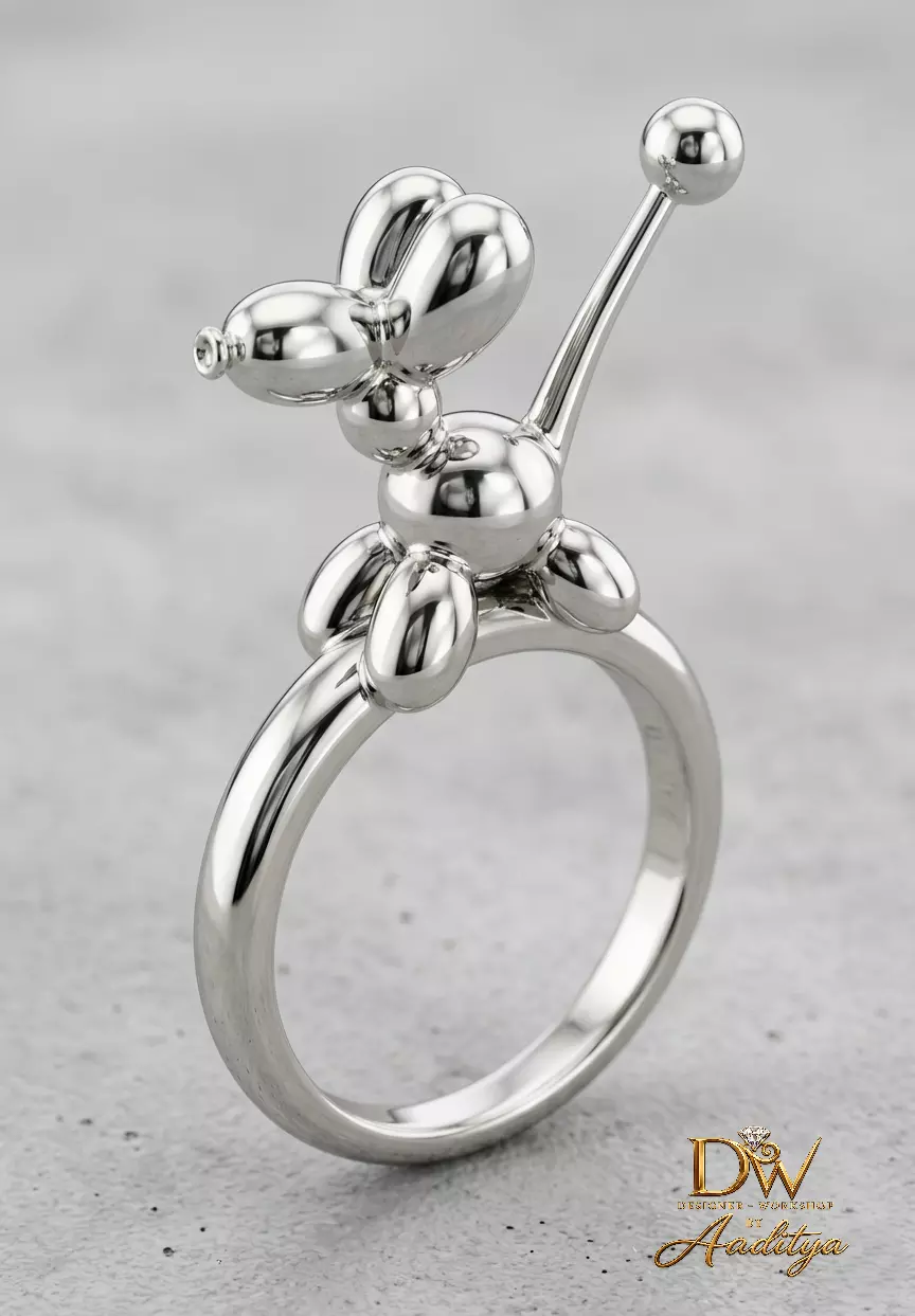 Cute Balloon Animal Dog Ring 3D print model