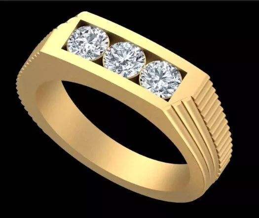 Mens Three Round Diamond Channel Set Ring 3D print model