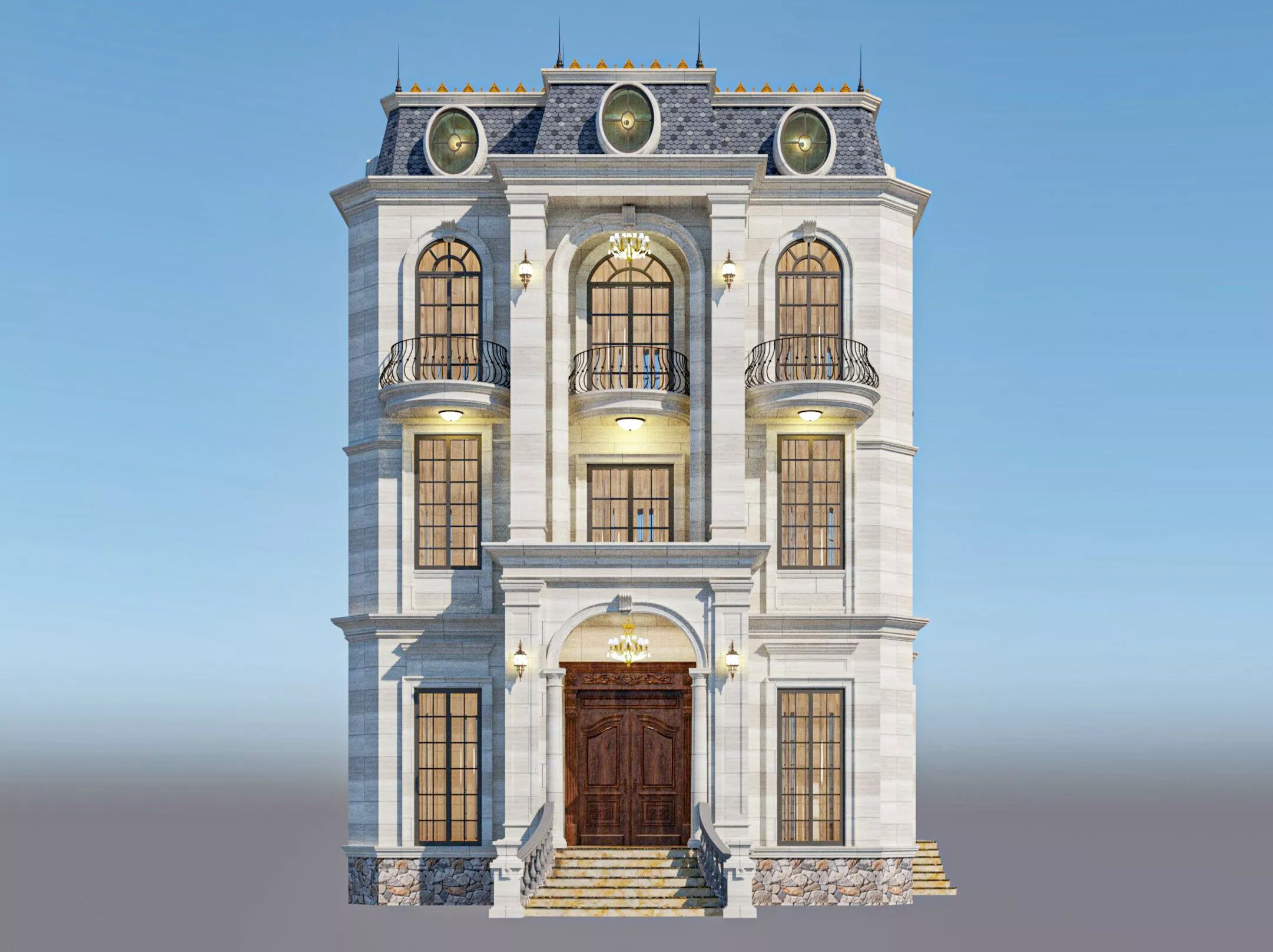 French Neoclassical Mansion with Mansard Roof - COUPON RT100 3D model