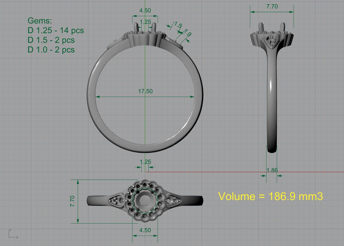 Blossom engagement ring 3D print model_4