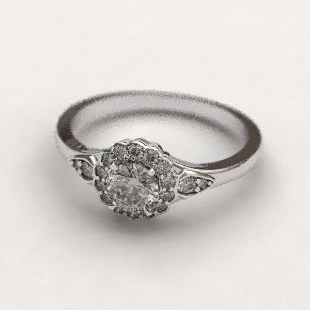 Blossom engagement ring 3D print model_1