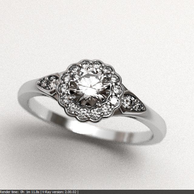 Blossom engagement ring 3D print model_2