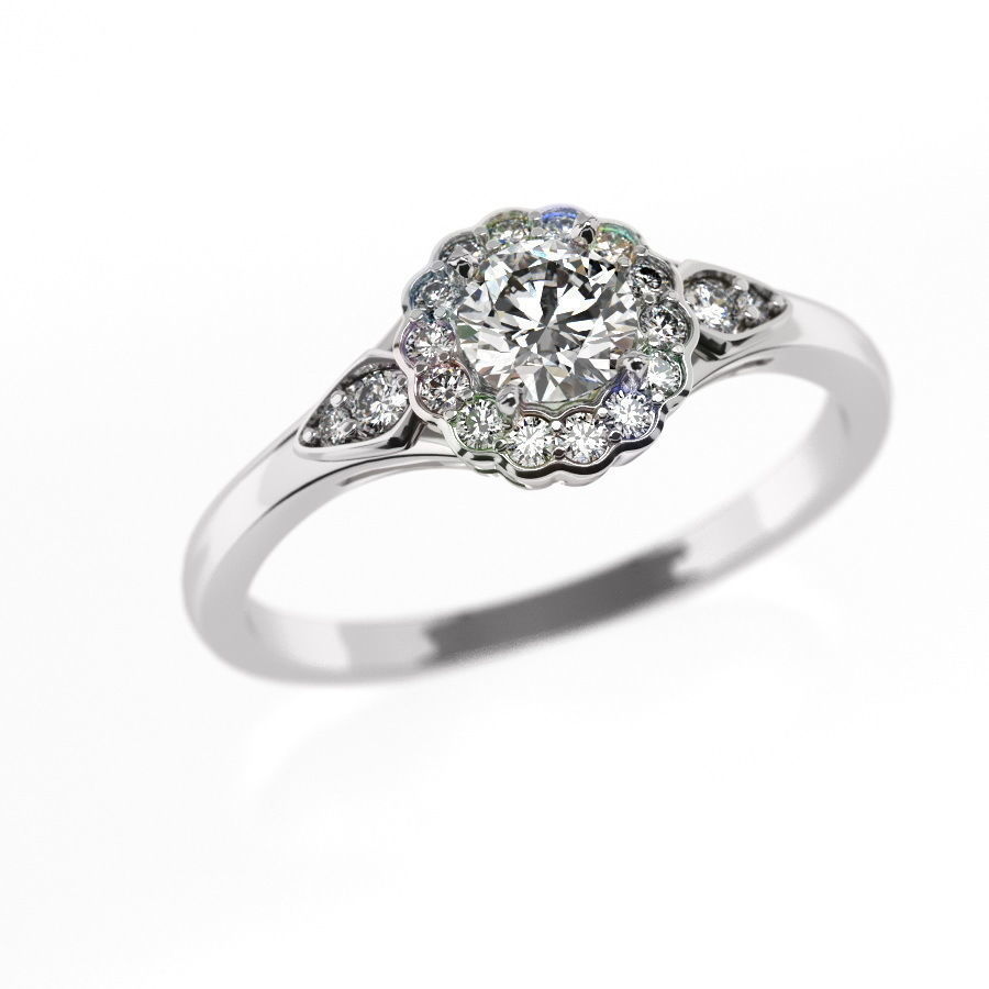 Blossom engagement ring 3D print model_3
