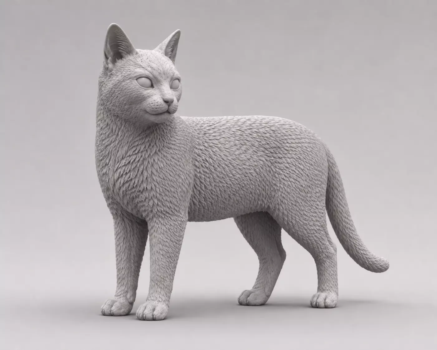 Realistic Standing Cat Figurine - Alert Cat Sculpture 3D print model