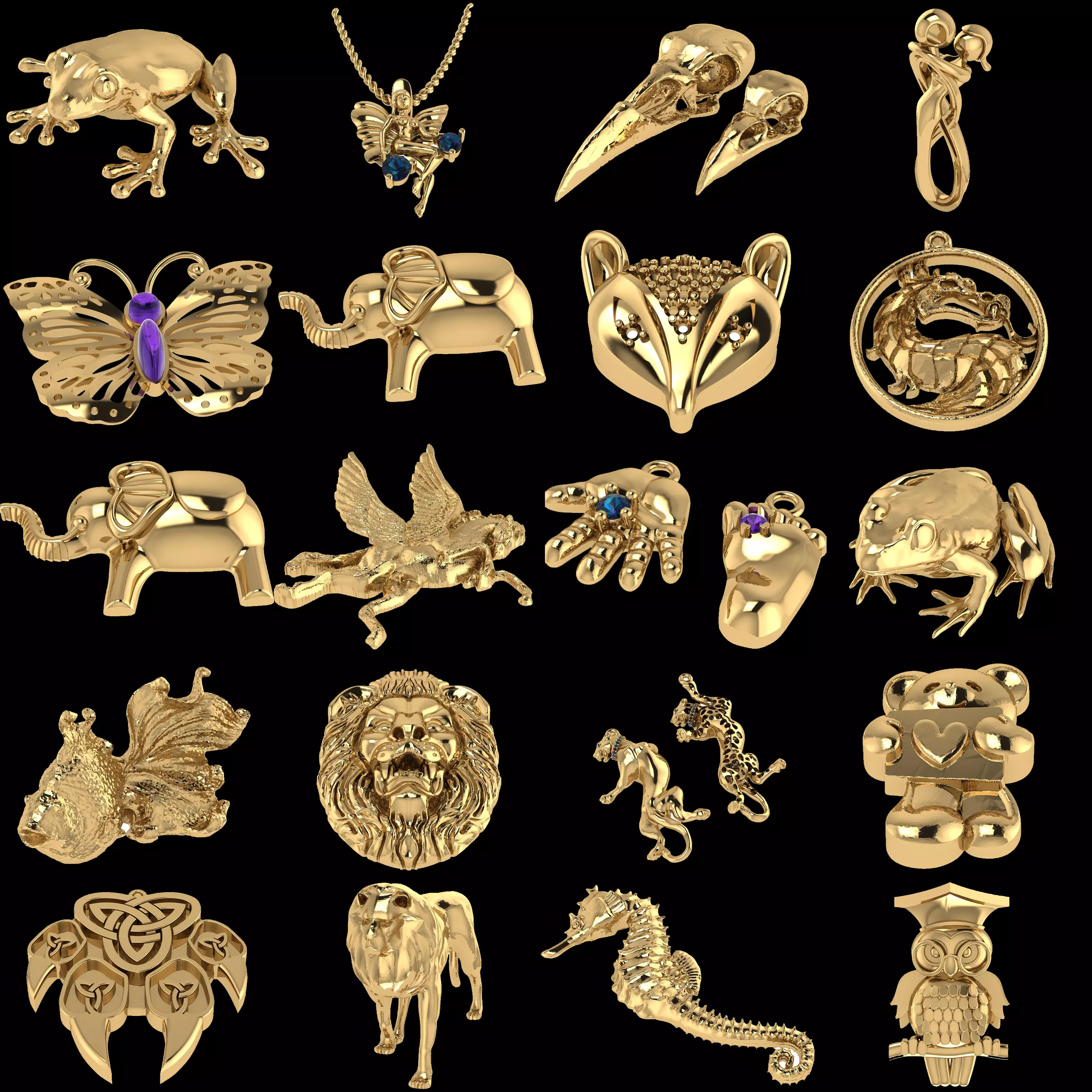 20 Animal Jewellery CAD Designs 3DM Fantasy Collection Pack 3D print model
