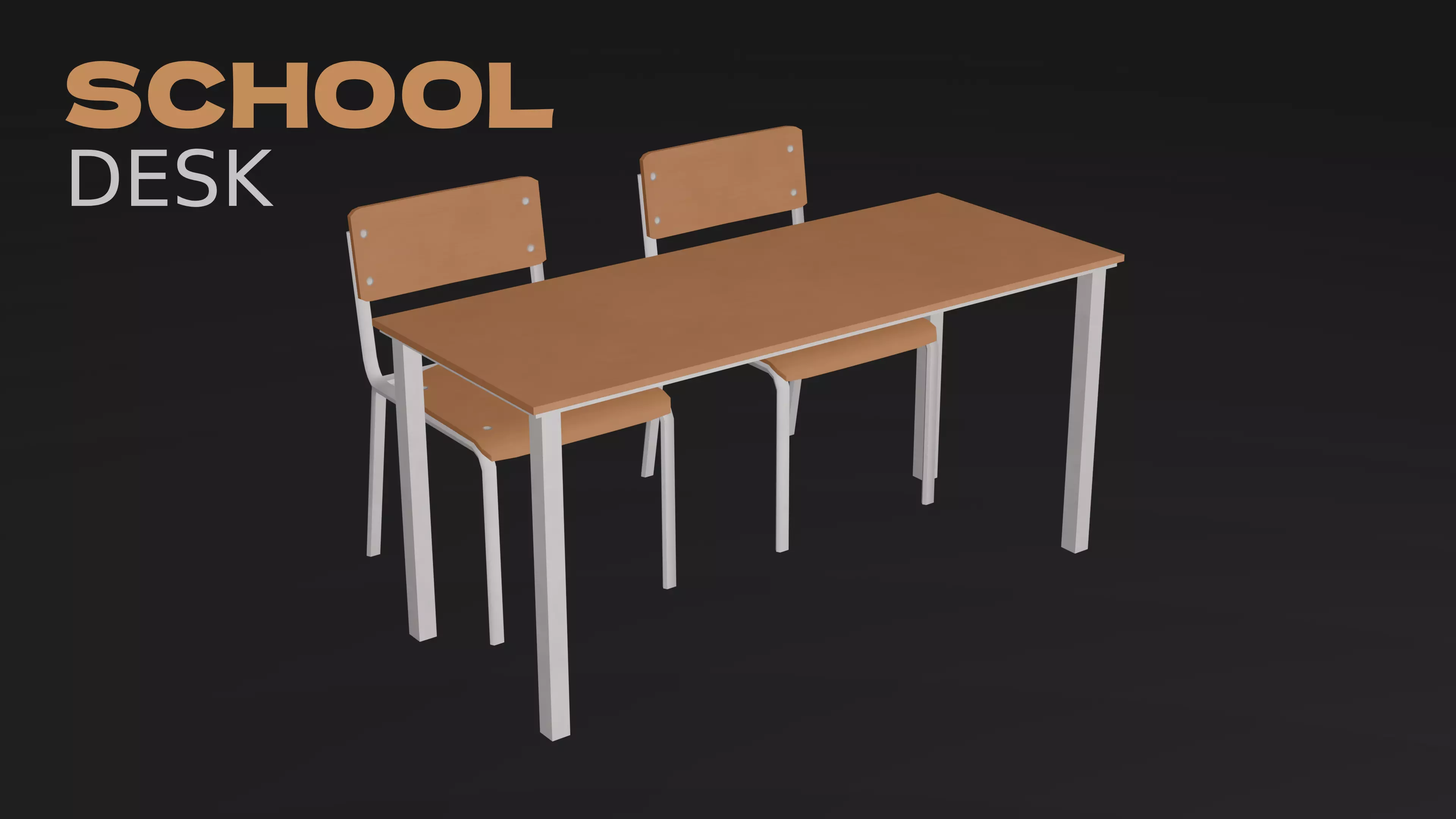 Simple School Desk Low-poly 3D model