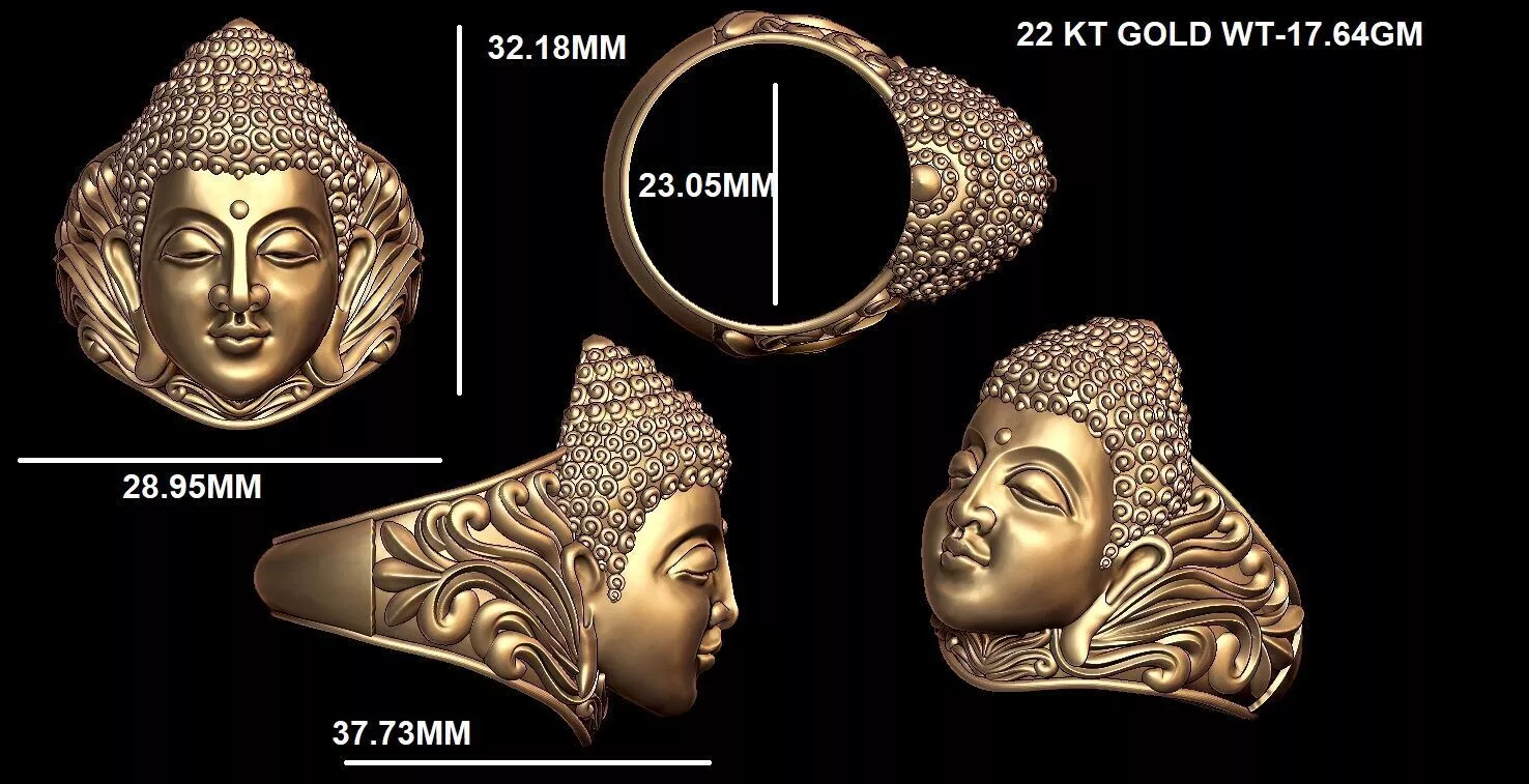 BHUDDHA RING STL 3D print model