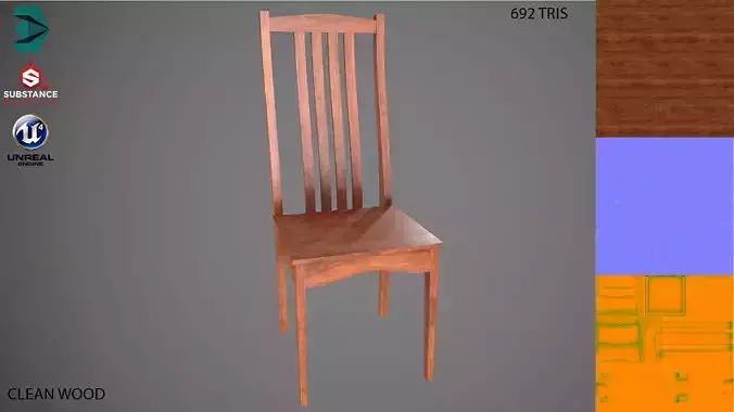 Low Poly Chair 2 wooden