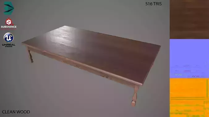 Low Poly Wooden Table