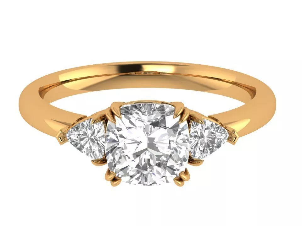 Cushion Solitaire Ring 3D print model