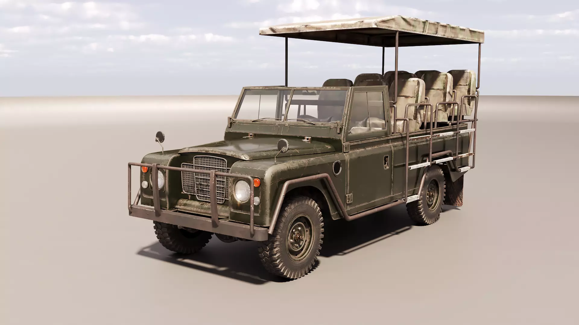 Classic Safari Tour Vehicle 4x4 - PBR Worn Low-poly 3D model