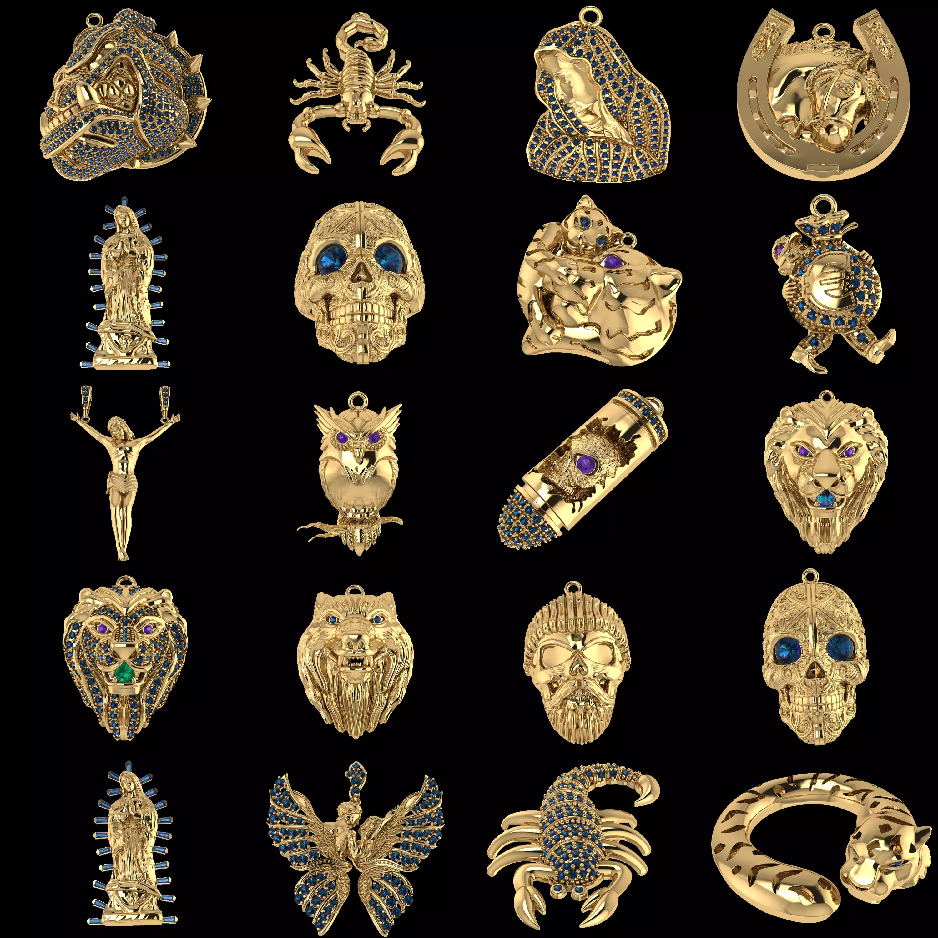 30 Skull Animal Fantasy Jewellery CAD 3DM Design Mega Pack 3D print model