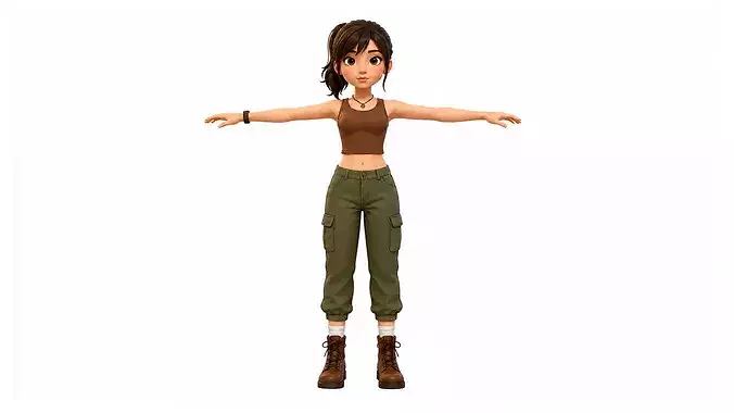 Stylized Female Character Rigged Animated Game Cartoon Movie 
