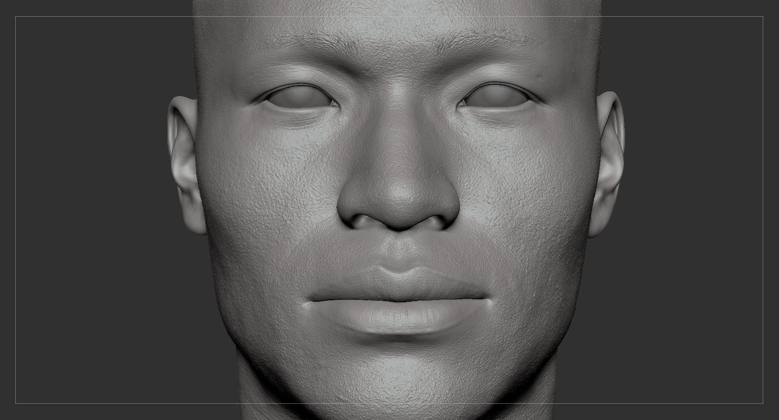 Average Asian Male Head Low-poly 3D model_40