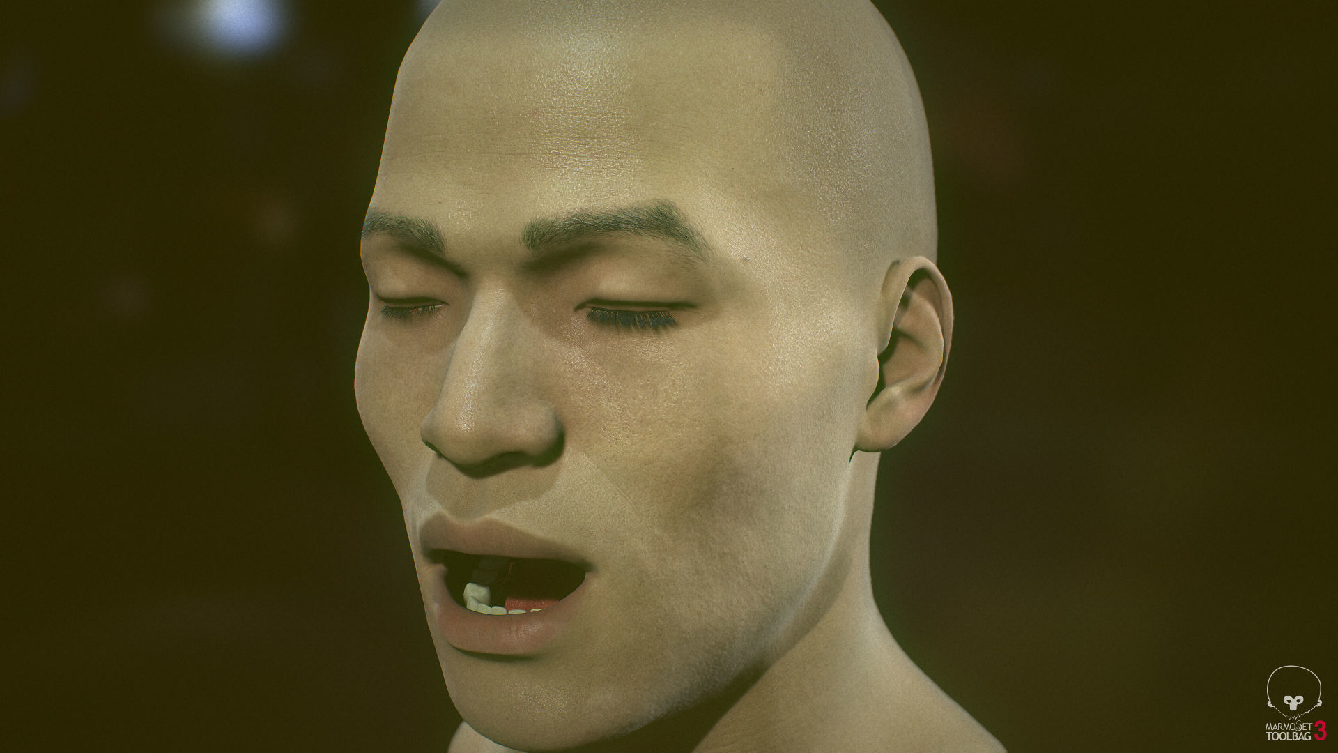 Average Asian Male Head Low-poly 3D model_15
