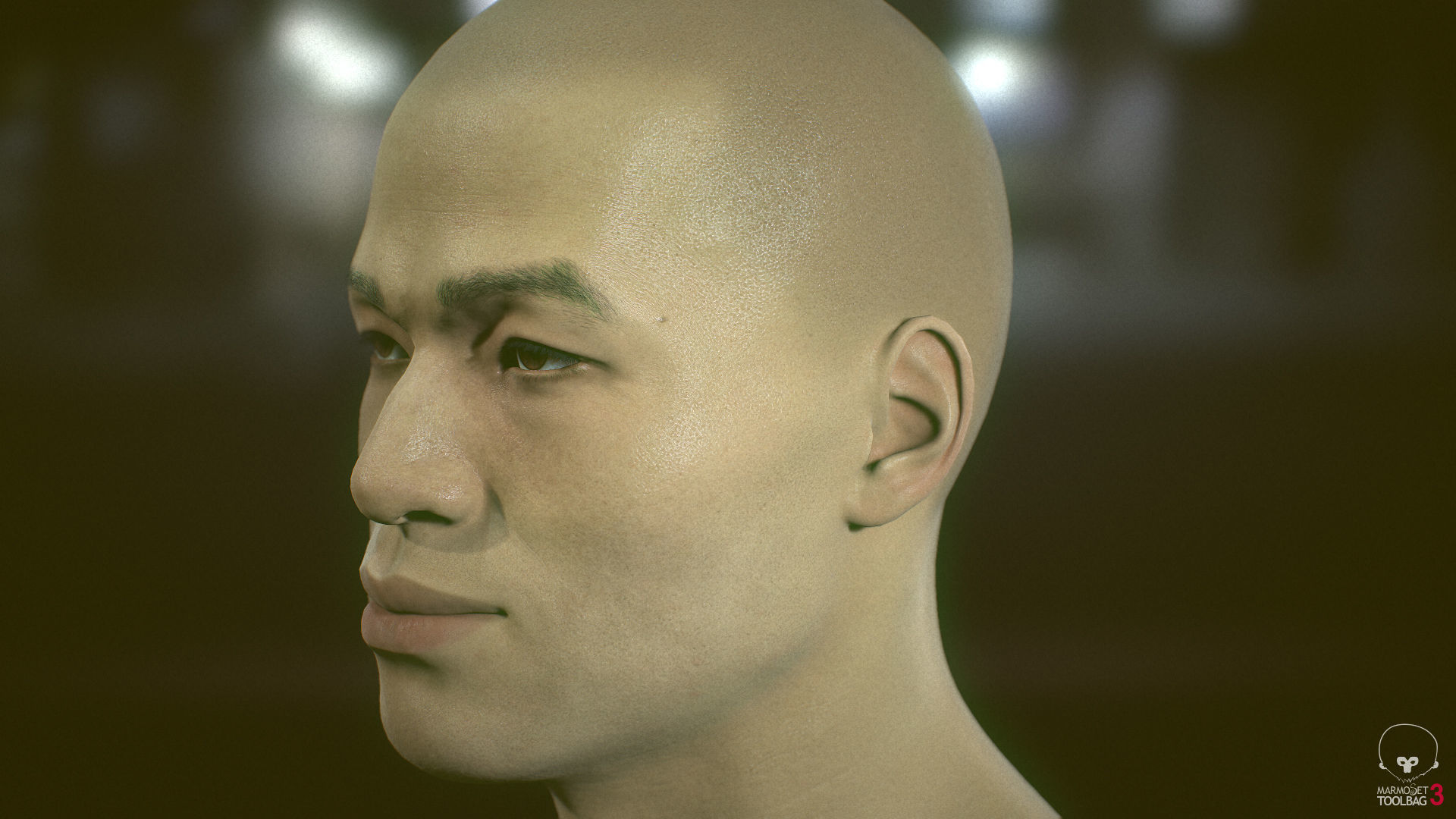 Average Asian Male Head Low-poly 3D model_7