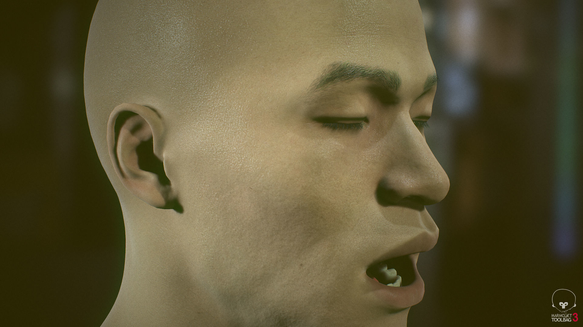 Average Asian Male Head Low-poly 3D model_17