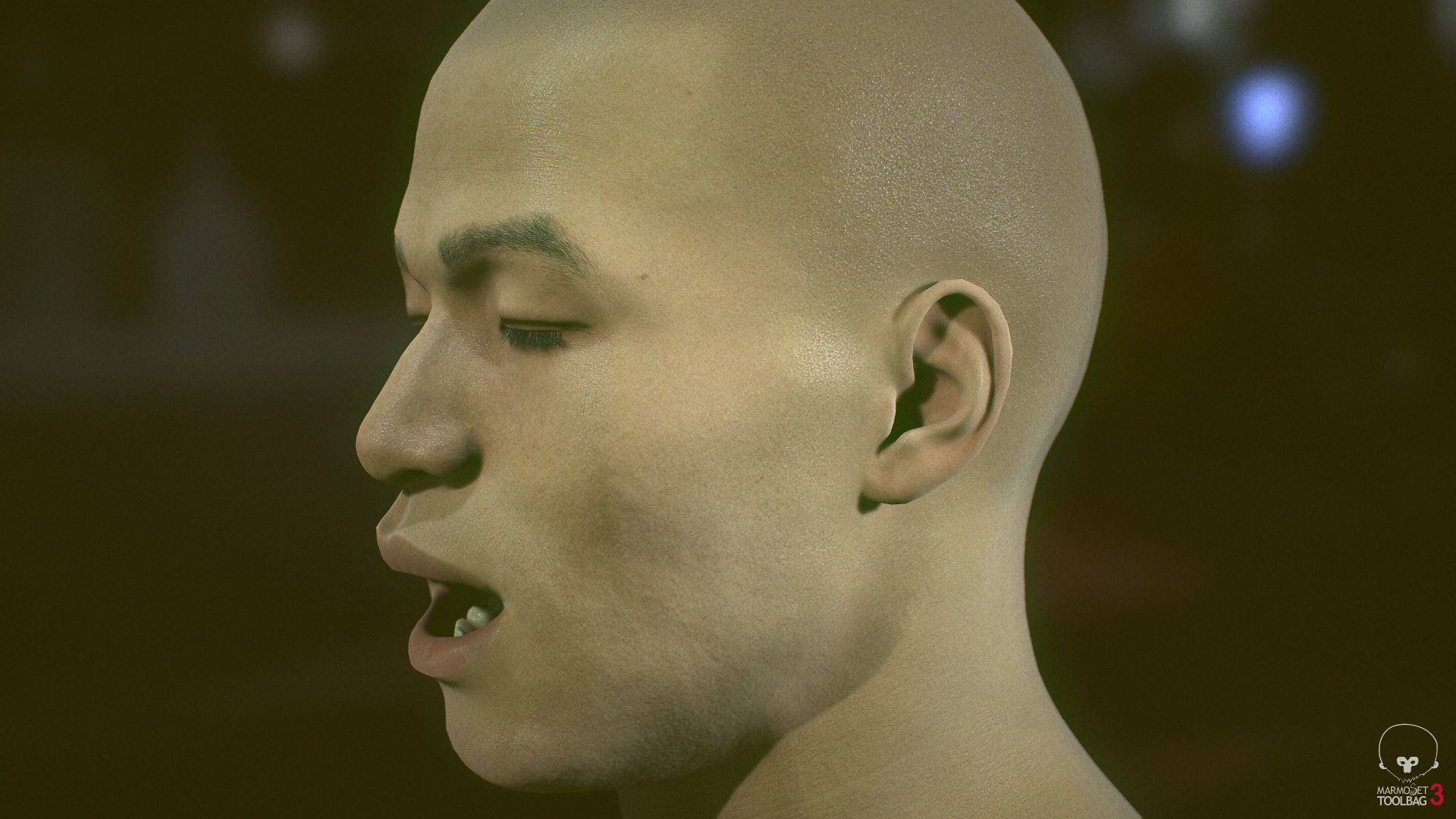 Average Asian Male Head Low-poly 3D model_16