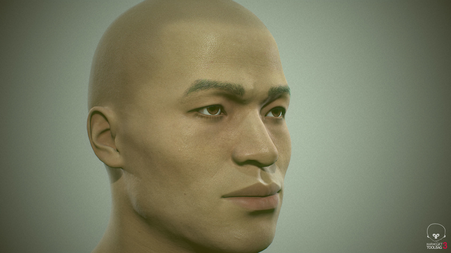 Average Asian Male Head Low-poly 3D model_19