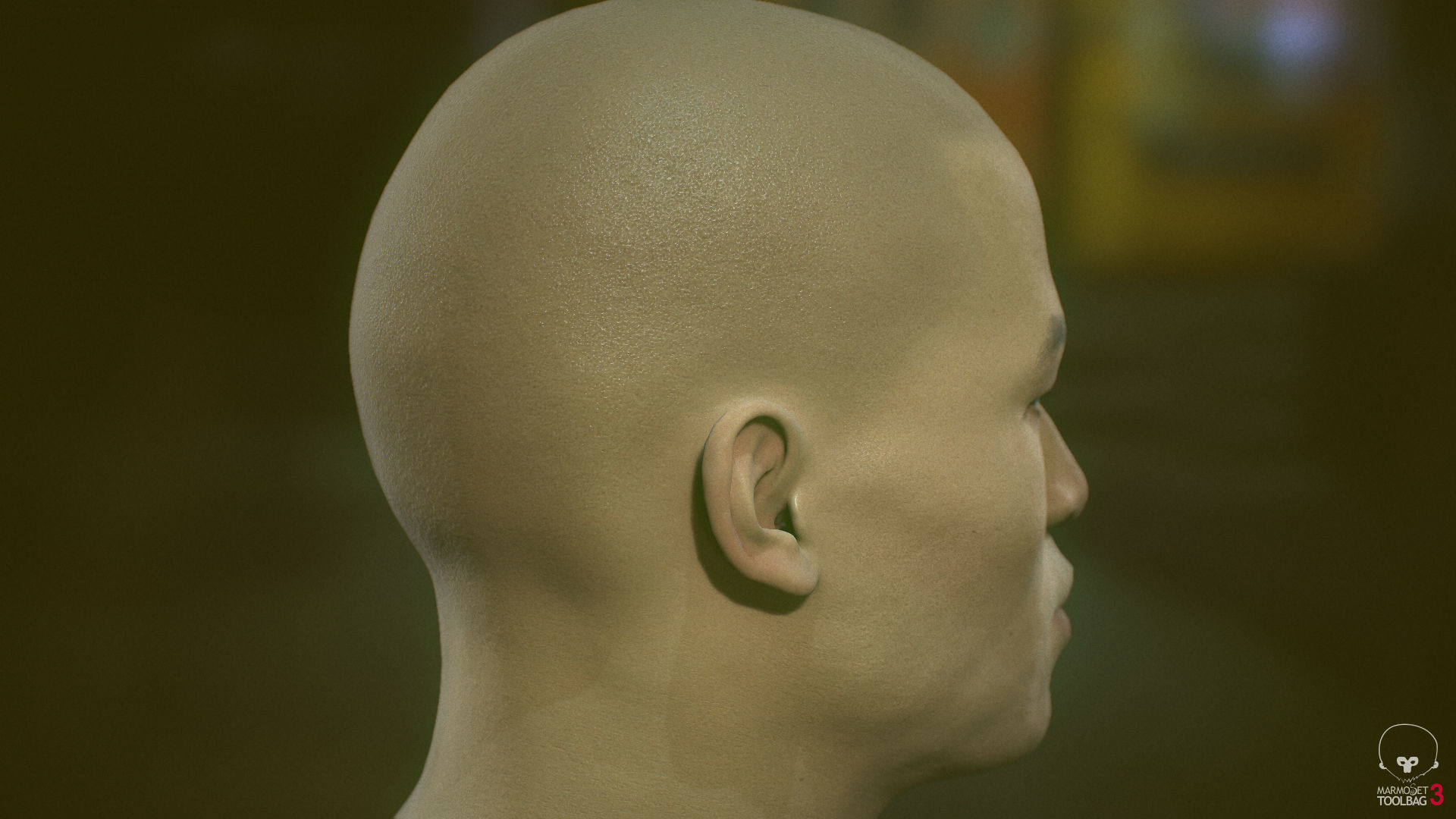 Average Asian Male Head Low-poly 3D model_10