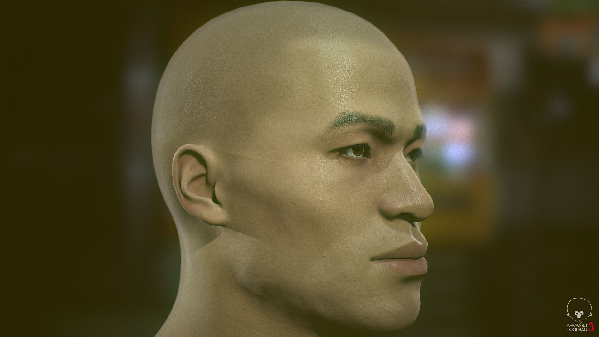 Average Asian Male Head Low-poly 3D model_11