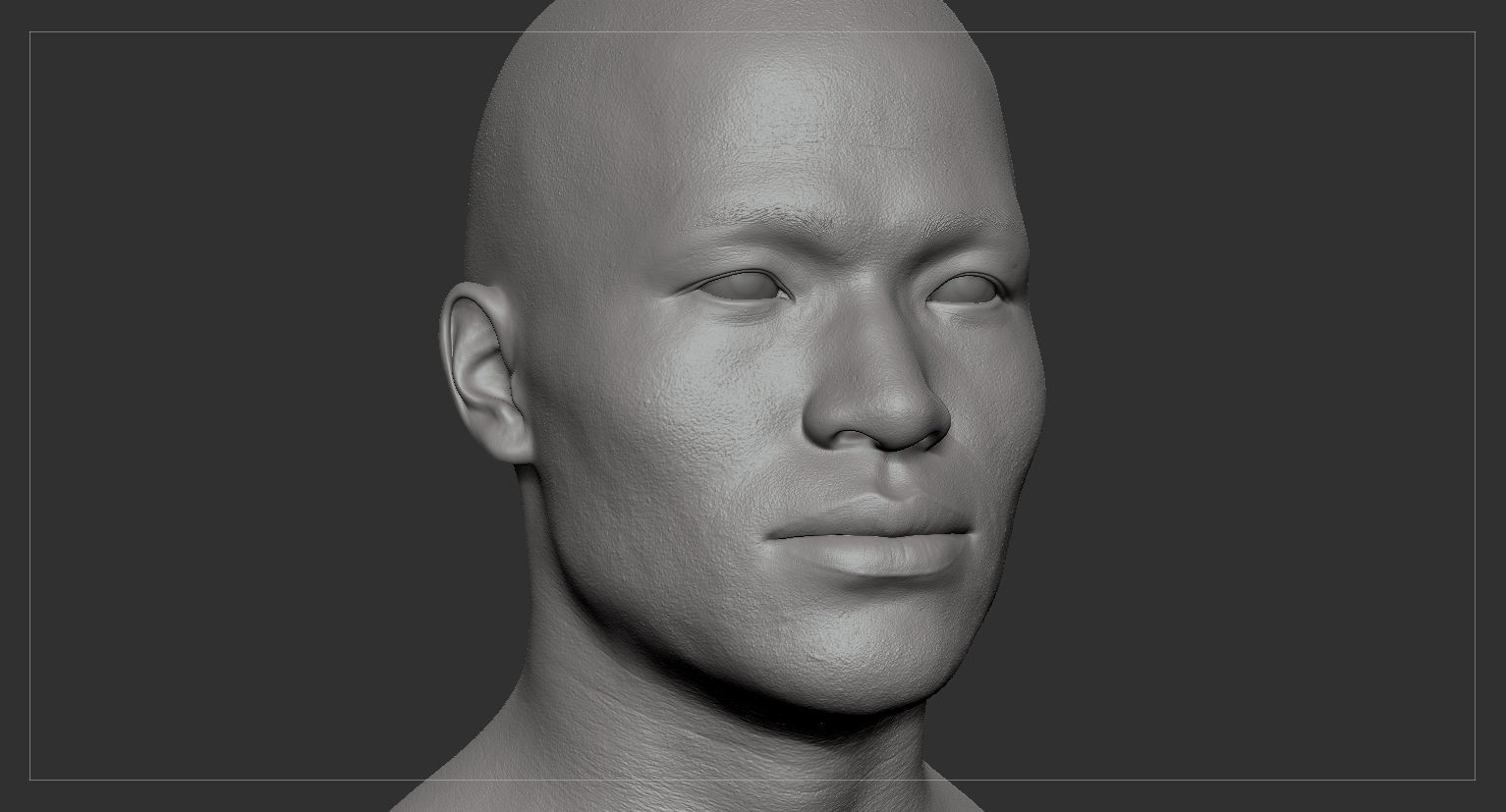 Average Asian Male Head Low-poly 3D model_35