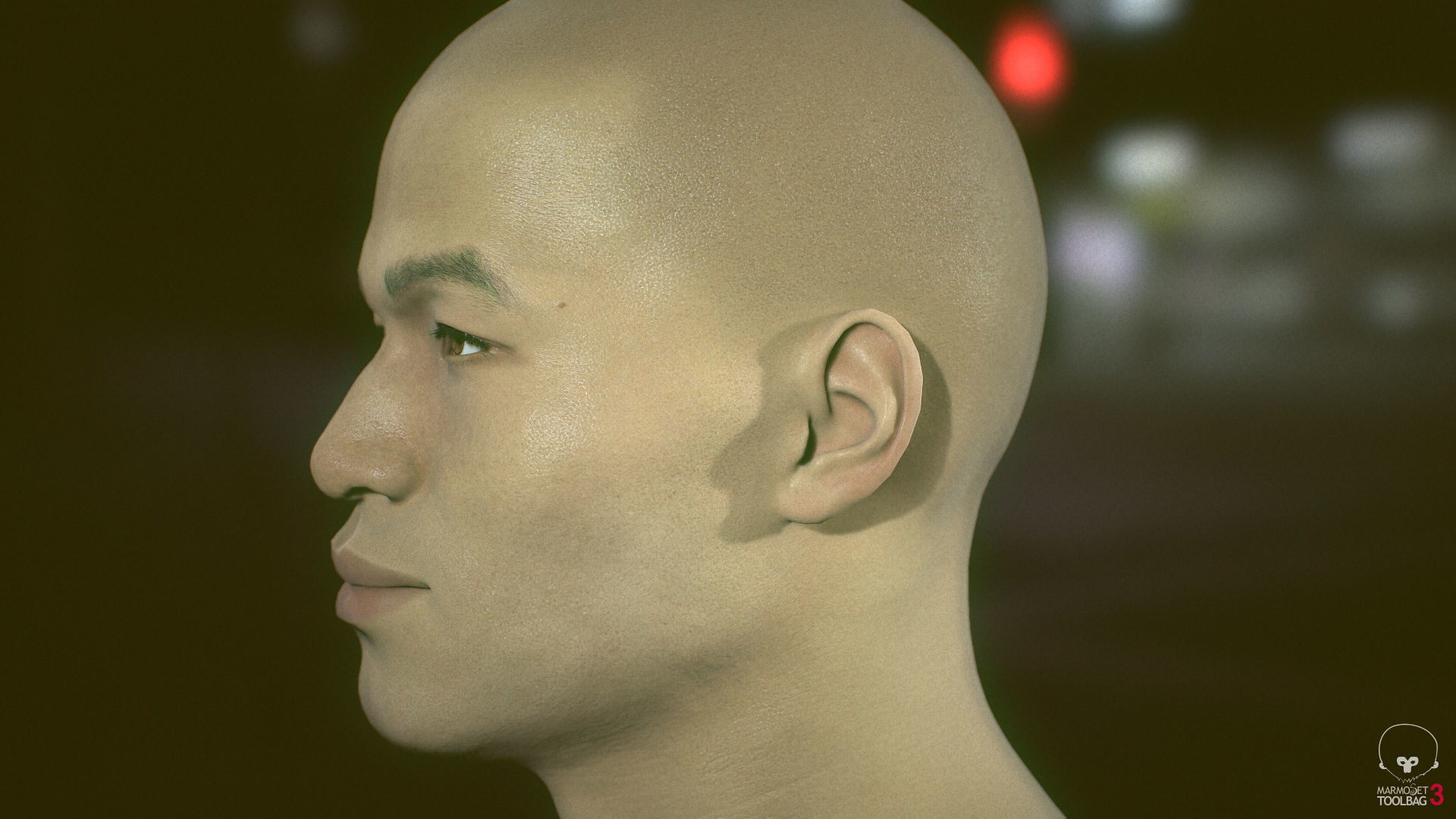 Average Asian Male Head Low-poly 3D model_8