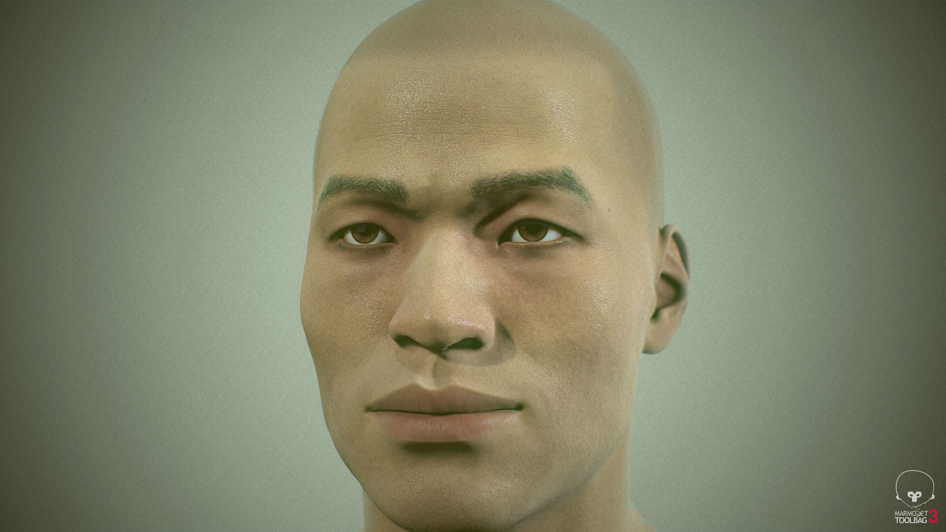 Average Asian Male Head Low-poly 3D model_20