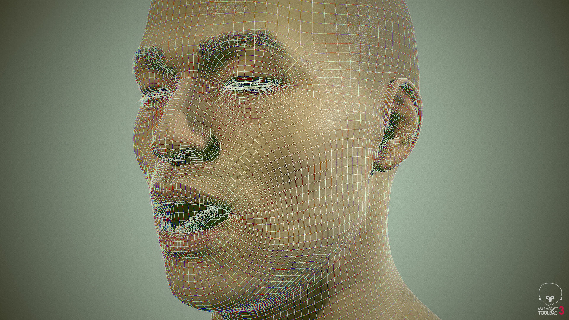 Average Asian Male Head Low-poly 3D model_34