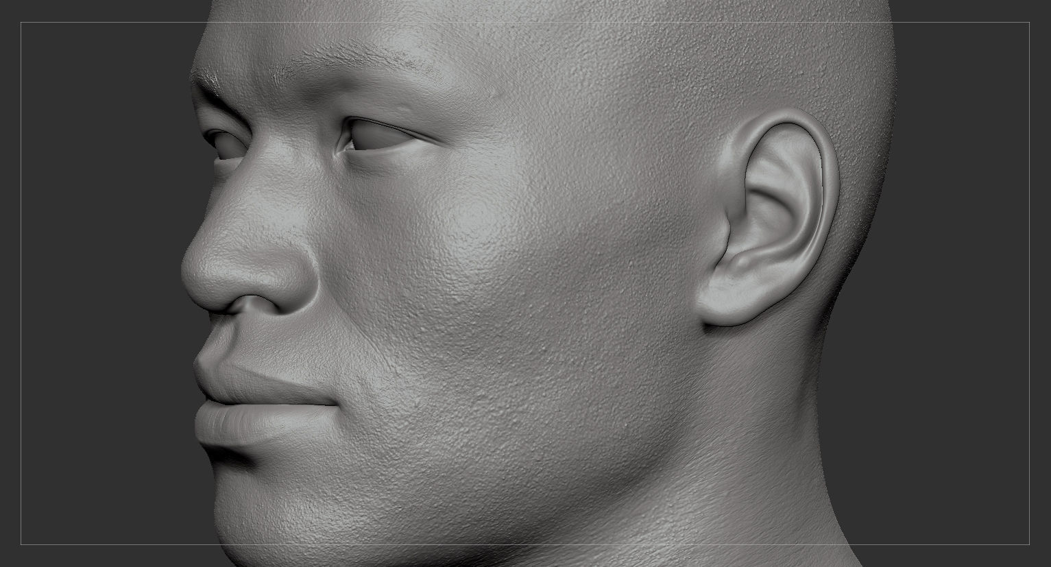Average Asian Male Head Low-poly 3D model_41