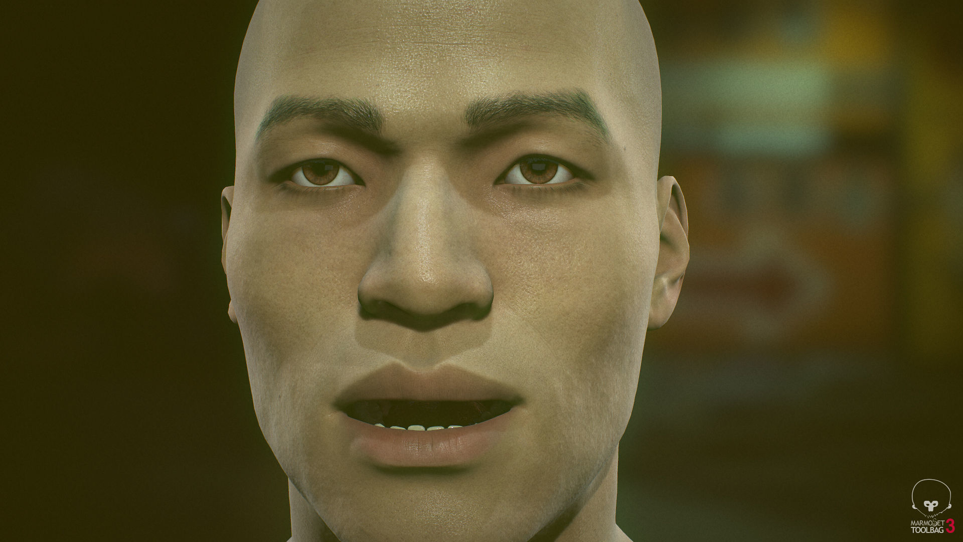 Average Asian Male Head Low-poly 3D model_18