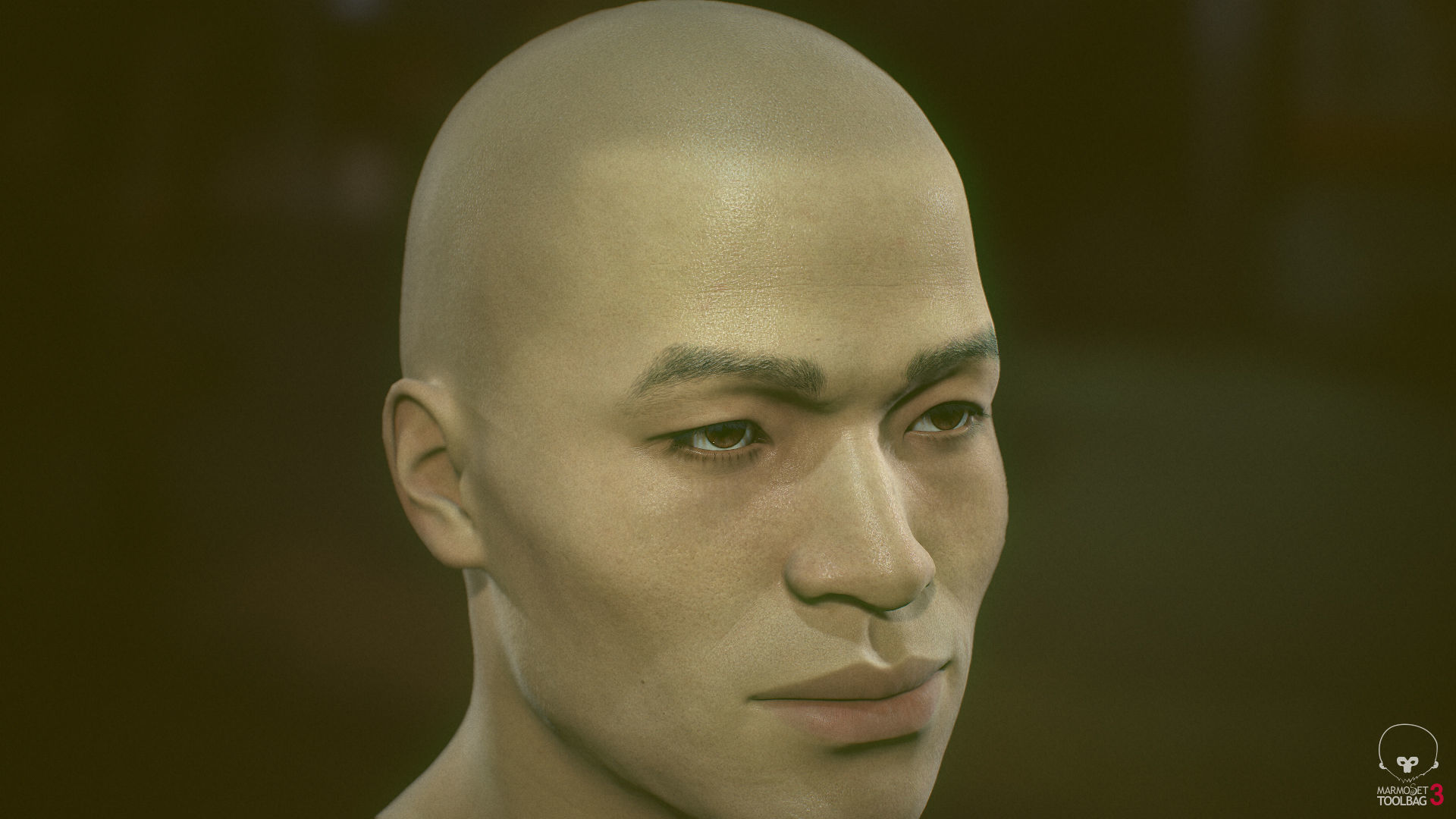 Average Asian Male Head Low-poly 3D model_12