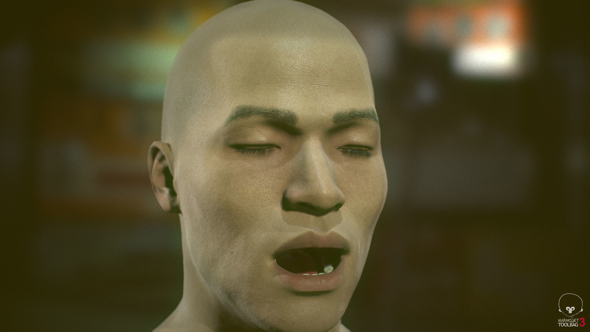 Average Asian Male Head Low-poly 3D model_14